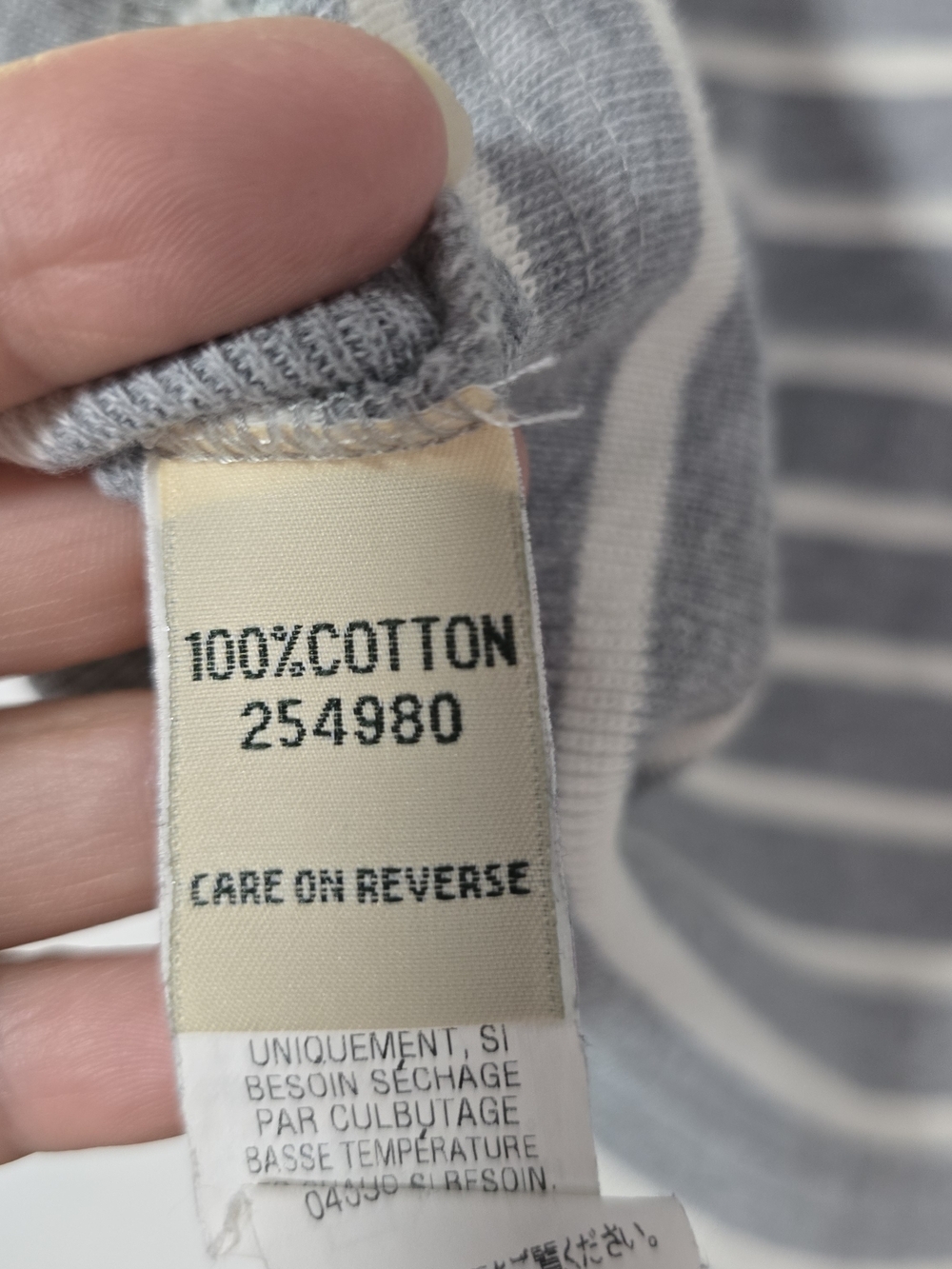 L.L.Bean Gray and White Striped Boatneck Top - Picture 6 of 7
